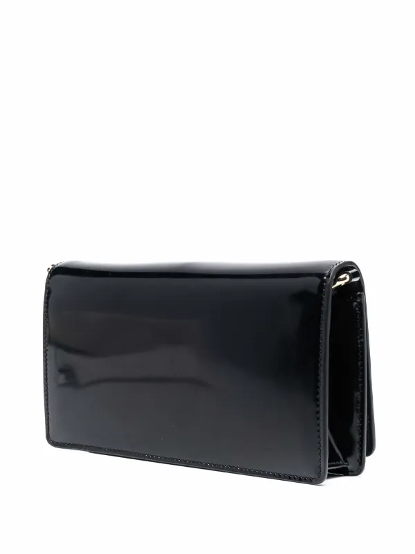 Dolce&Gabbana ロゴプレート レザーショルダーバッグ ブラック Dolce & Gabbana ロゴプレート レザー ショルダーバッグ