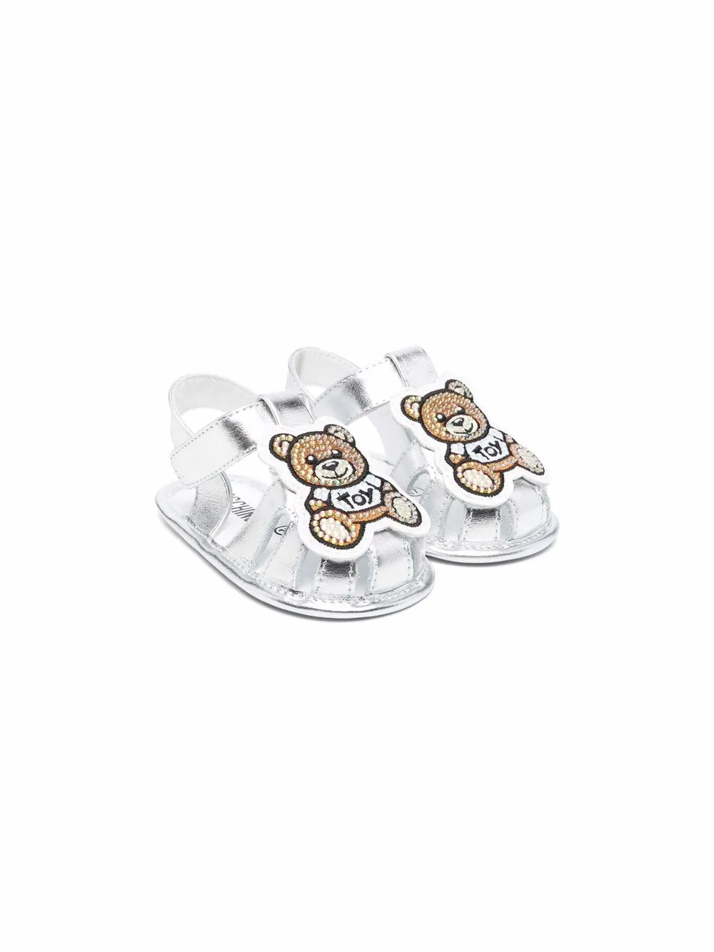 

Moschino Kids Toy Bear patch sandals - Silver