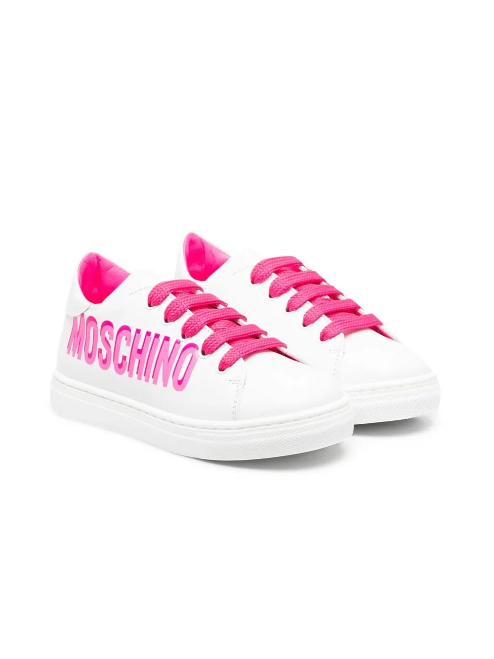 

Moschino Kids tenis con logo lateral - Blanco