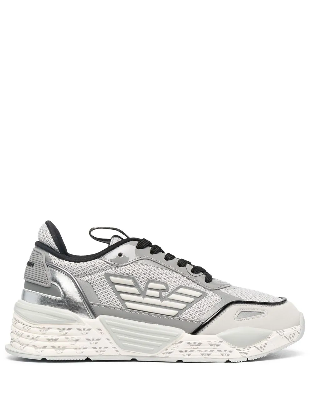 

Emporio Armani tenis bajos con panel de malla - Gris