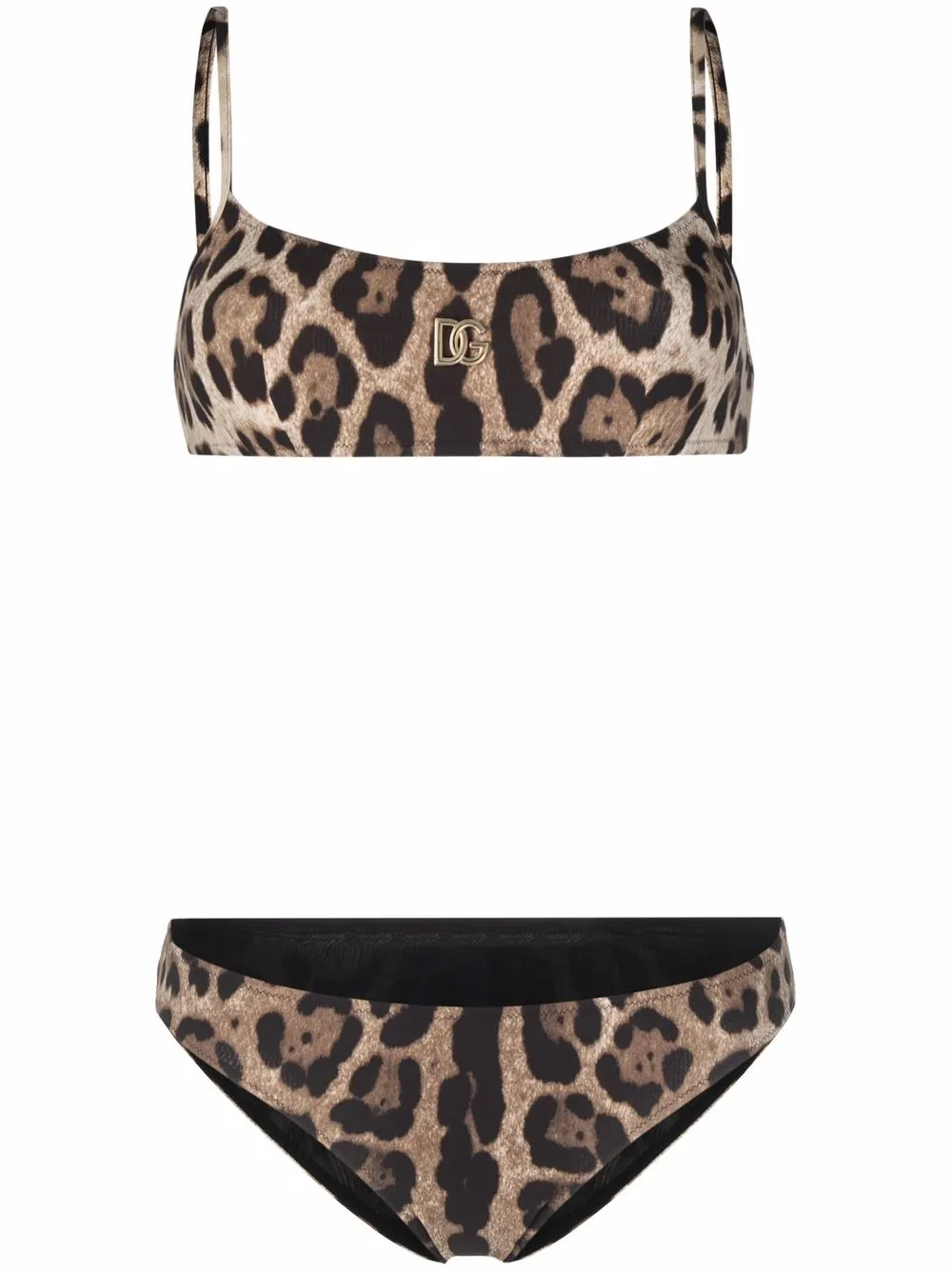 

Dolce & Gabbana logo plaque leopard print bikini - Brown