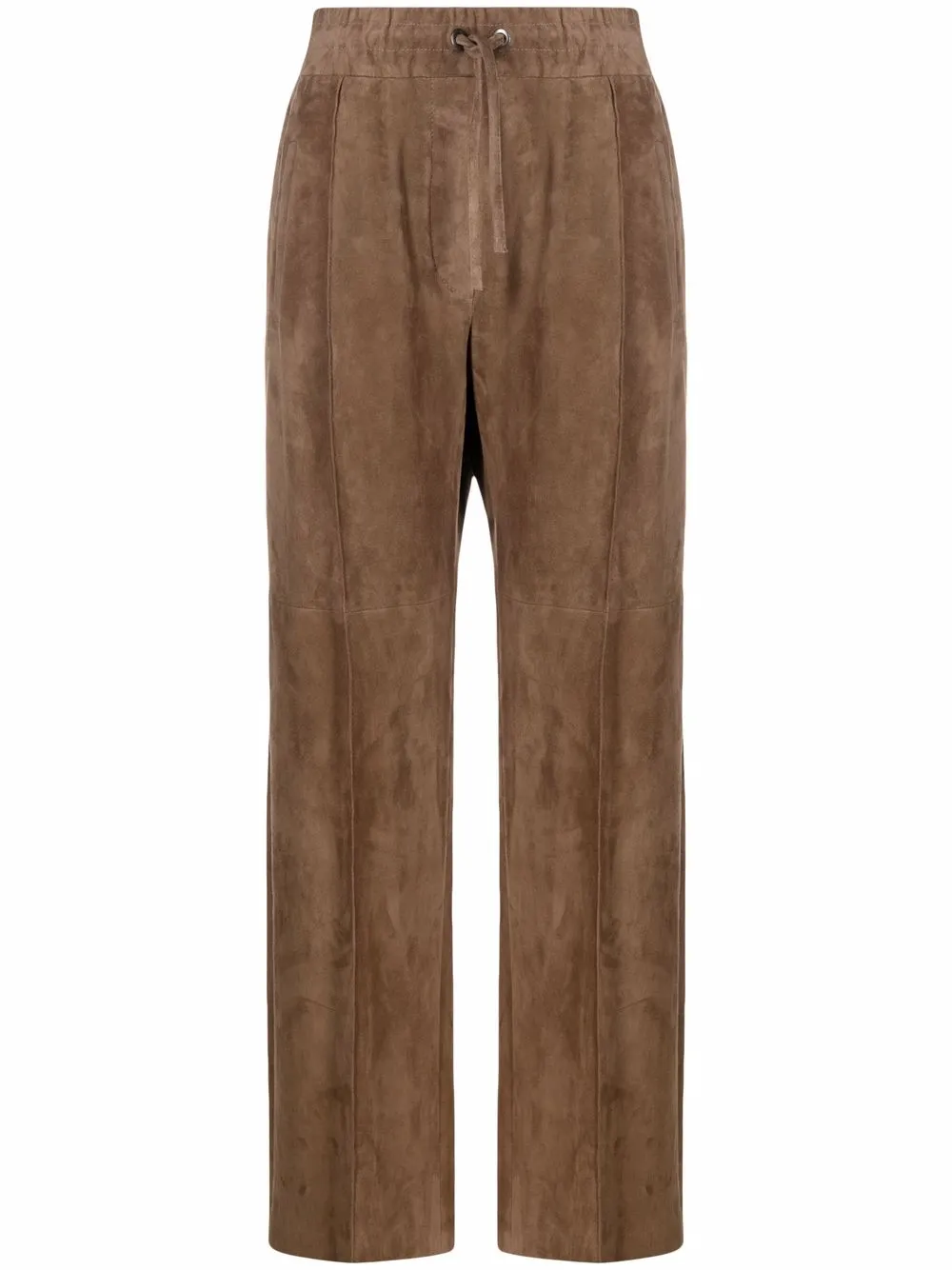 

Brunello Cucinelli high-waisted straight suede trousers - Brown