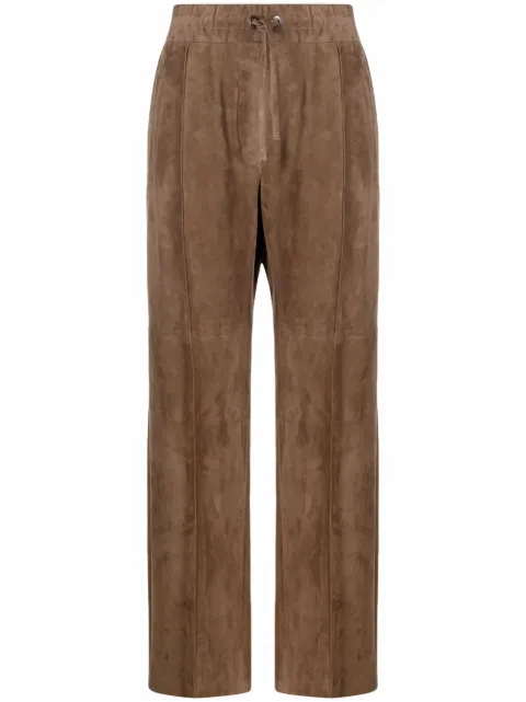 Brunello Cucinelli high-waisted straight suede trousers