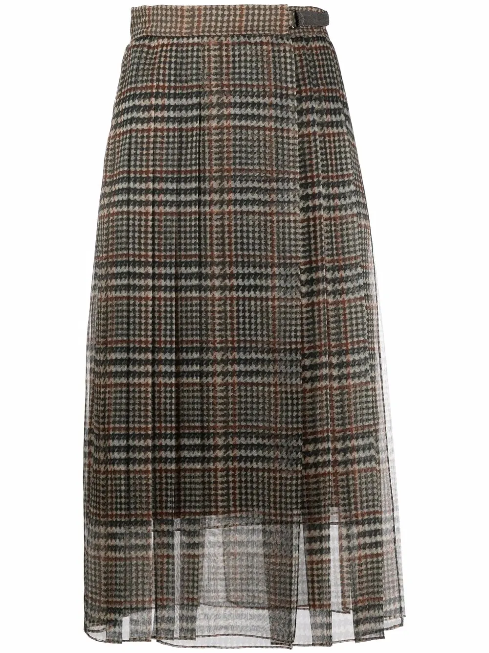 

Brunello Cucinelli checked pleated midi skirt - Brown