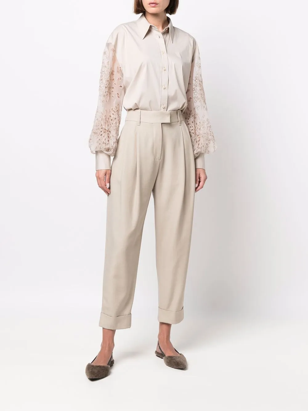 Brunello Cucinelli Blouse met borduurwerk - Beige