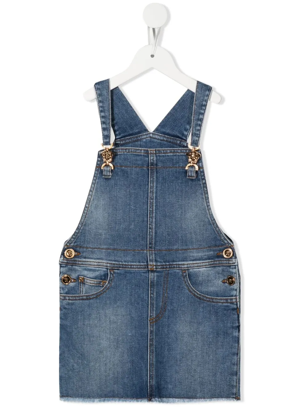 

Versace Kids Medusa denim overall dress - Blue