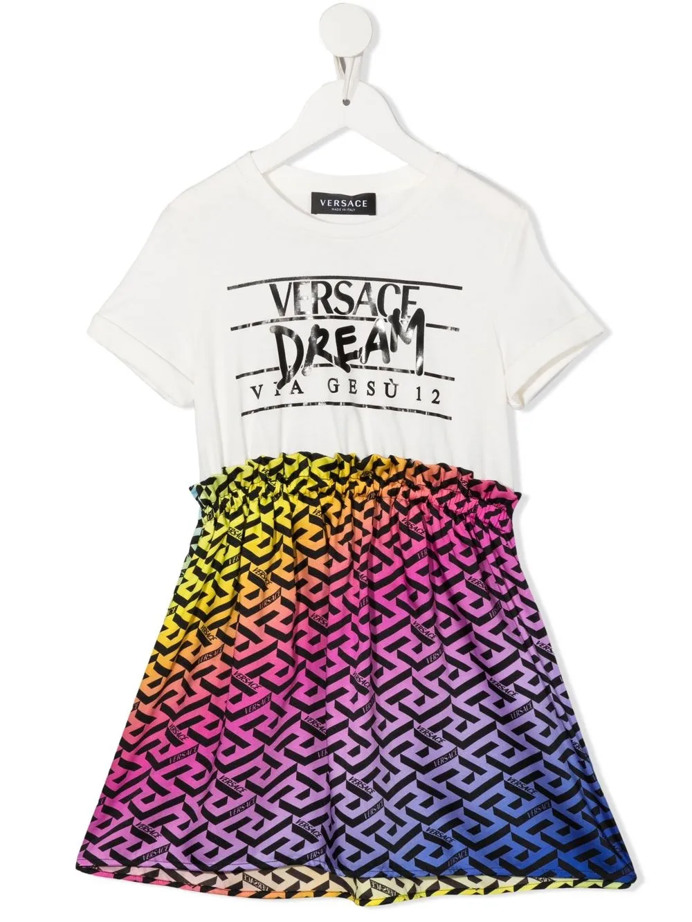 

Versace Kids vestido acampanado con logo estampado - Blanco