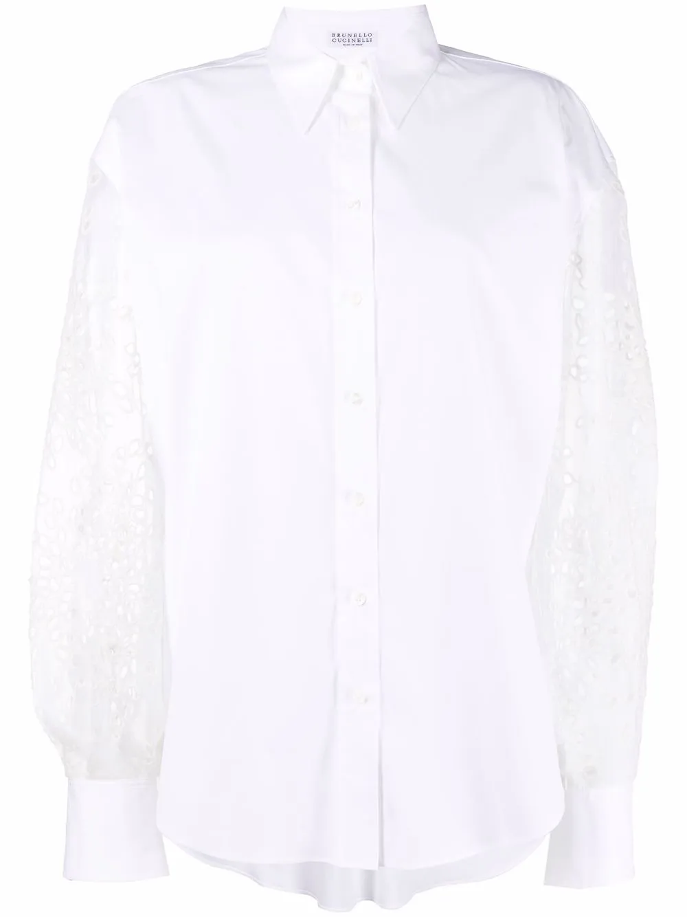 

Brunello Cucinelli camisa con bordado inglés - Blanco