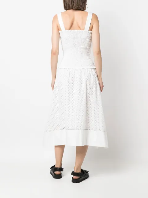 ChloÃ© - Smocked Cotton-poplin Midi Dress White | Coshio Online Shop