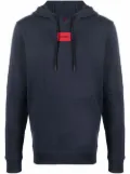HUGO logo-patch detail hoodie - Blue