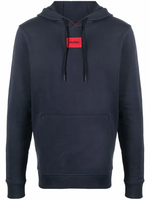 HUGO logo-patch detail hoodie