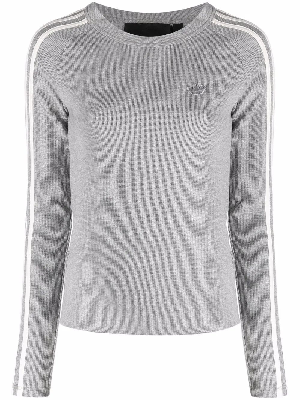 

adidas striped-edge logo-patch sweatshirt - Grey