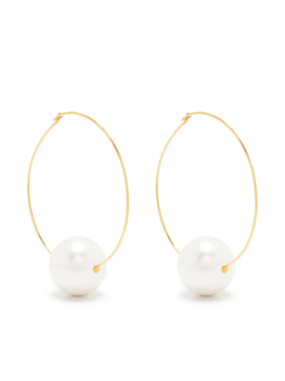 

Jil Sander large pearl hoop earrings - White