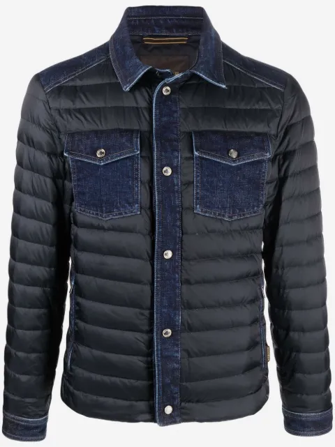 Moorer denim-detail padded jacket