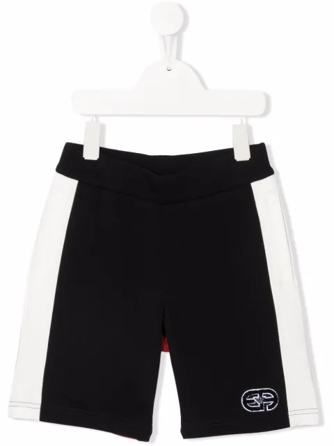 Emporio Armani Kids colourblock logo-patch shorts