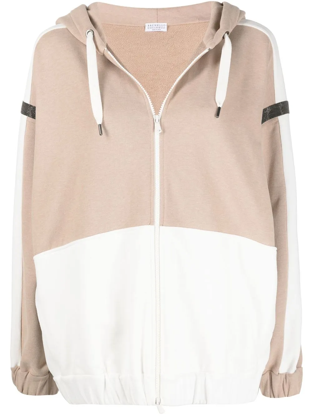 

Brunello Cucinelli panelled zip-up hoodie - Neutrals