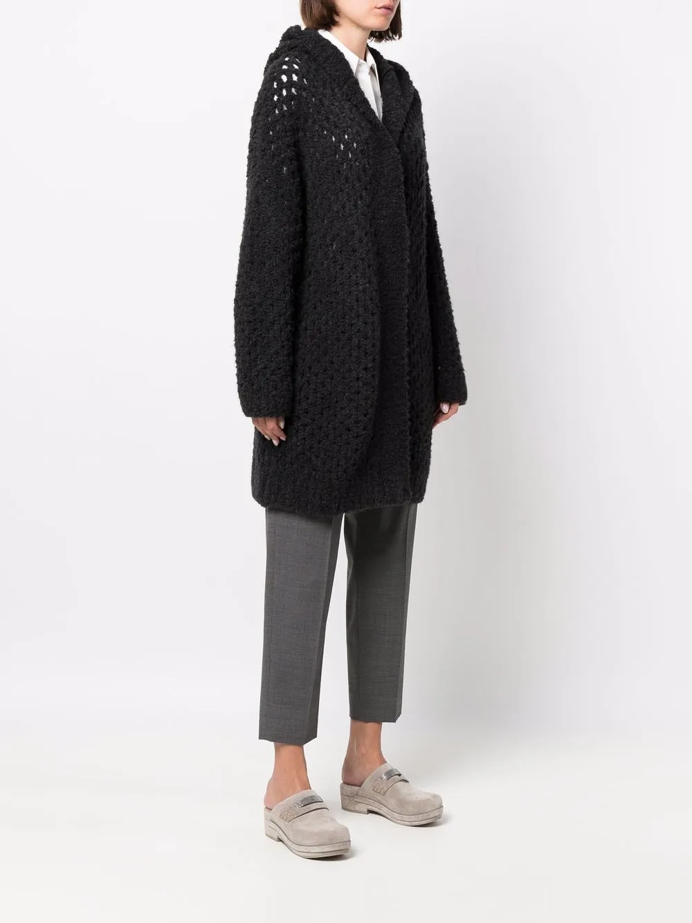 Brunello Cucinelli Chunky Knitted Hooded Jumper In Black