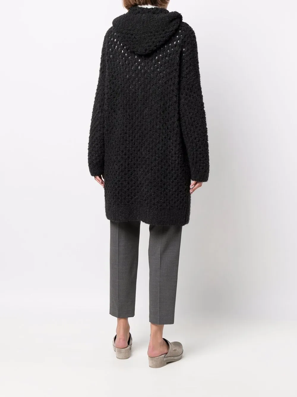 Brunello Cucinelli Chunky Knitted Hooded Jumper In Black