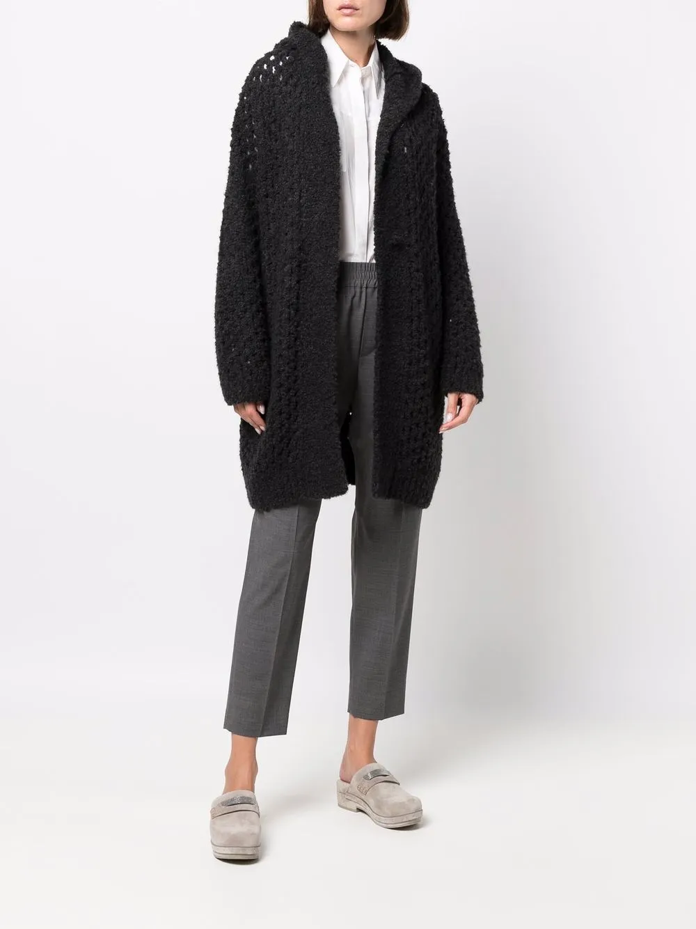 Brunello Cucinelli Chunky Knitted Hooded Jumper In Black