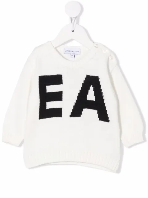 Emporio Armani Kids كنزة منسوجة بطبعة شعار الماركة