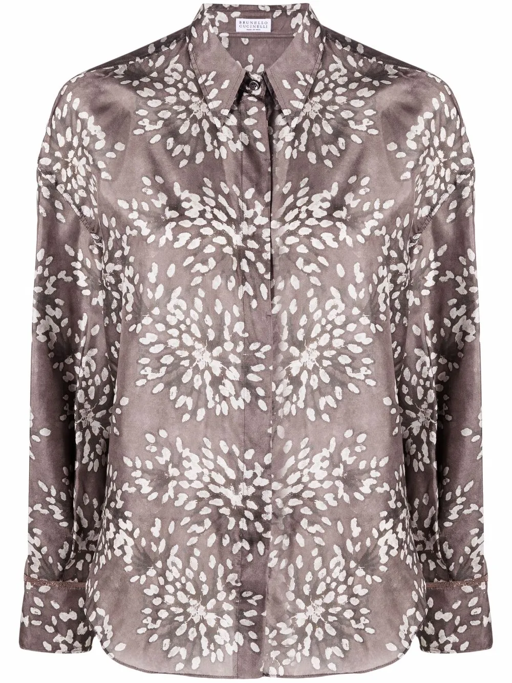 

Brunello Cucinelli blusa de seda con estampado abstracto - Marrón