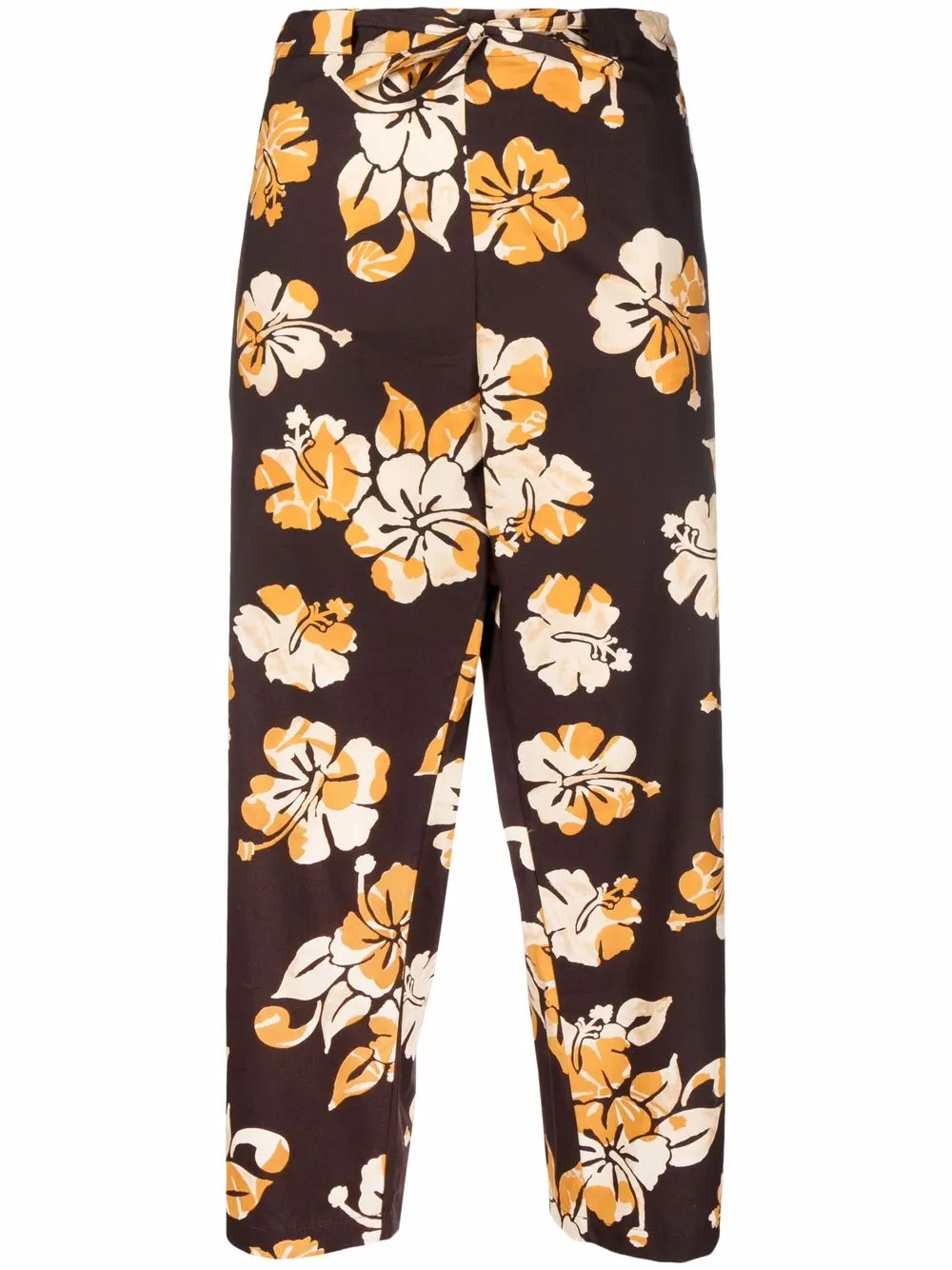 

La DoubleJ pantalones capri con estampado de flor de jamaica - Marrón