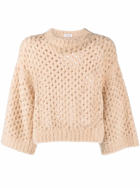 Brunello Cucinelli open-knit crew neck jumper Women