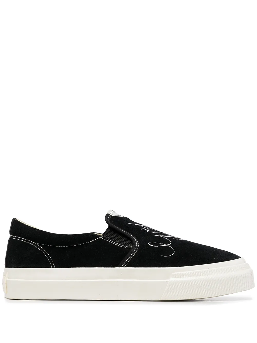 

Junya Watanabe MAN tenis slip-on con eslogan bordado - Negro