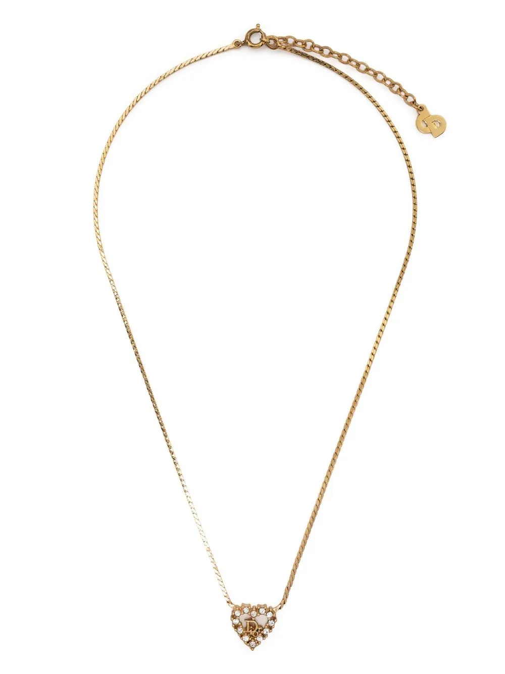 1980-1990s rhinestone heart necklace