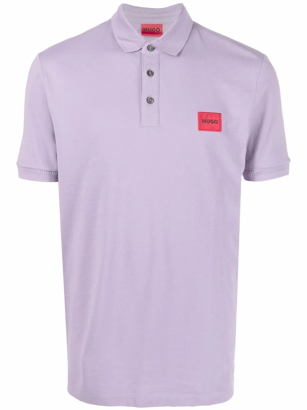 Hugo Boss Cotton-piqu Slim-fit Polo Shirt With Red Logo Label In Purple