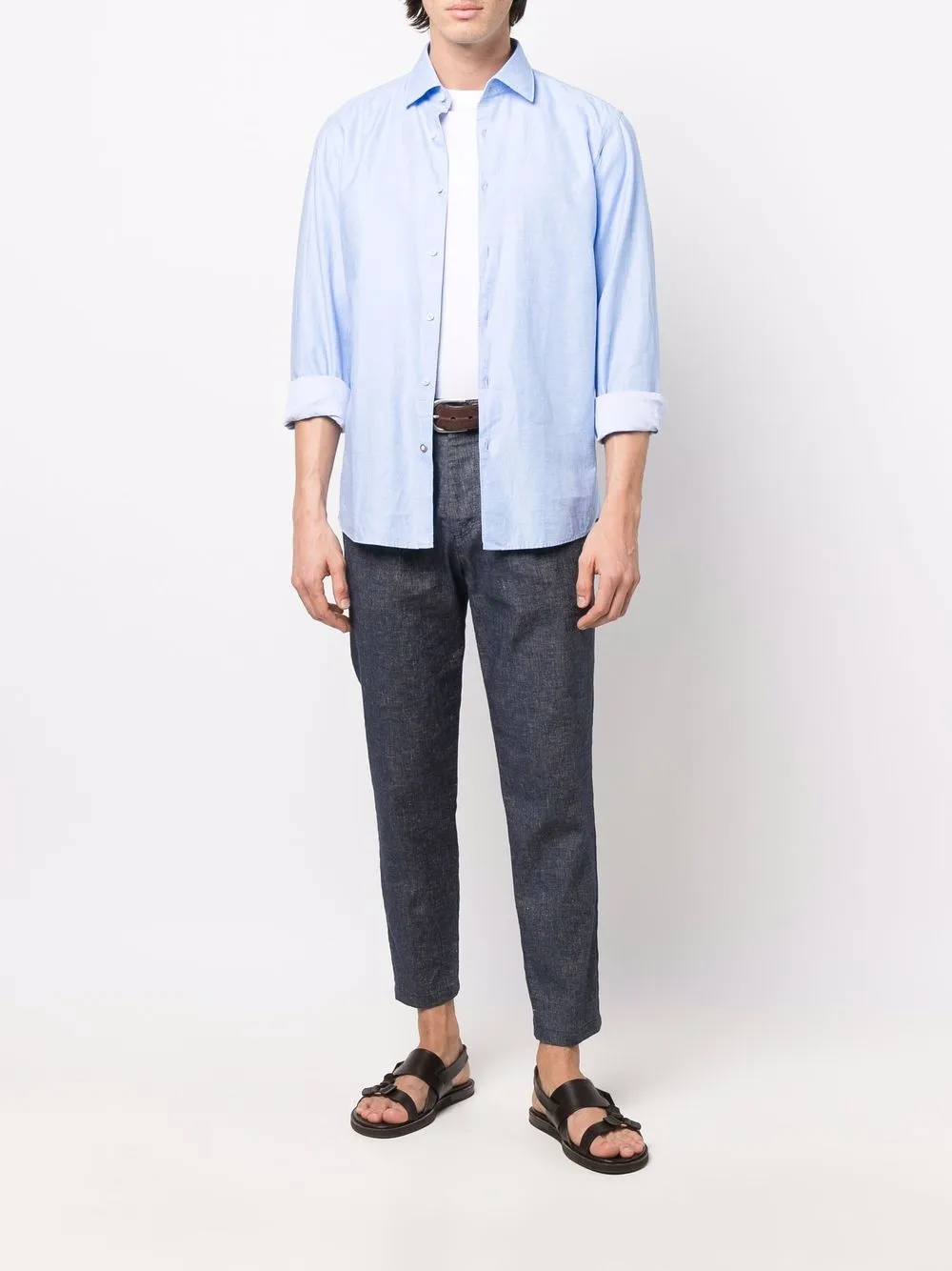 BOSS Broek met geplooide voorkant - Blauw