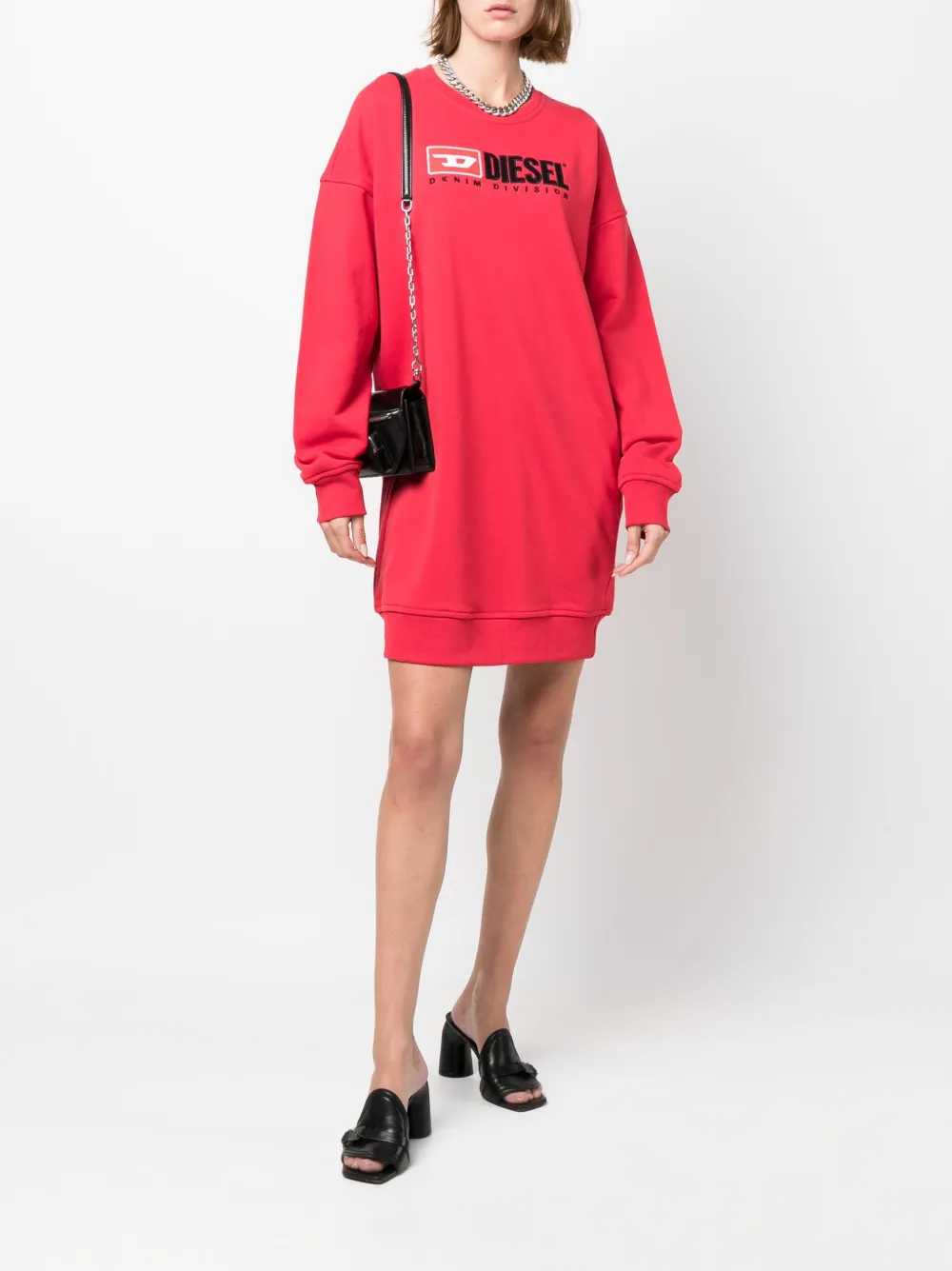 Diesel Sweaterjurk met geborduurd logo - Rood