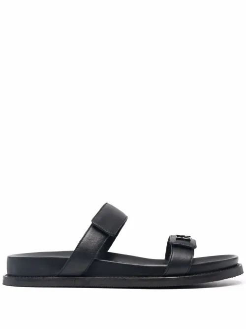 Sandales en cuir à double brides - Emporio Armani - Modalova