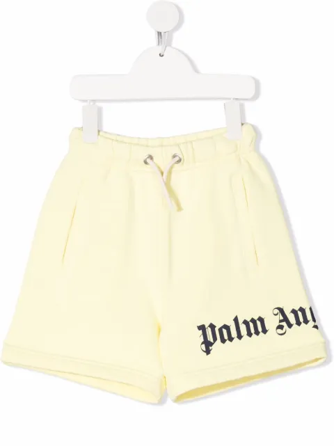 Palm Angels Kids logo print drawstring track shorts