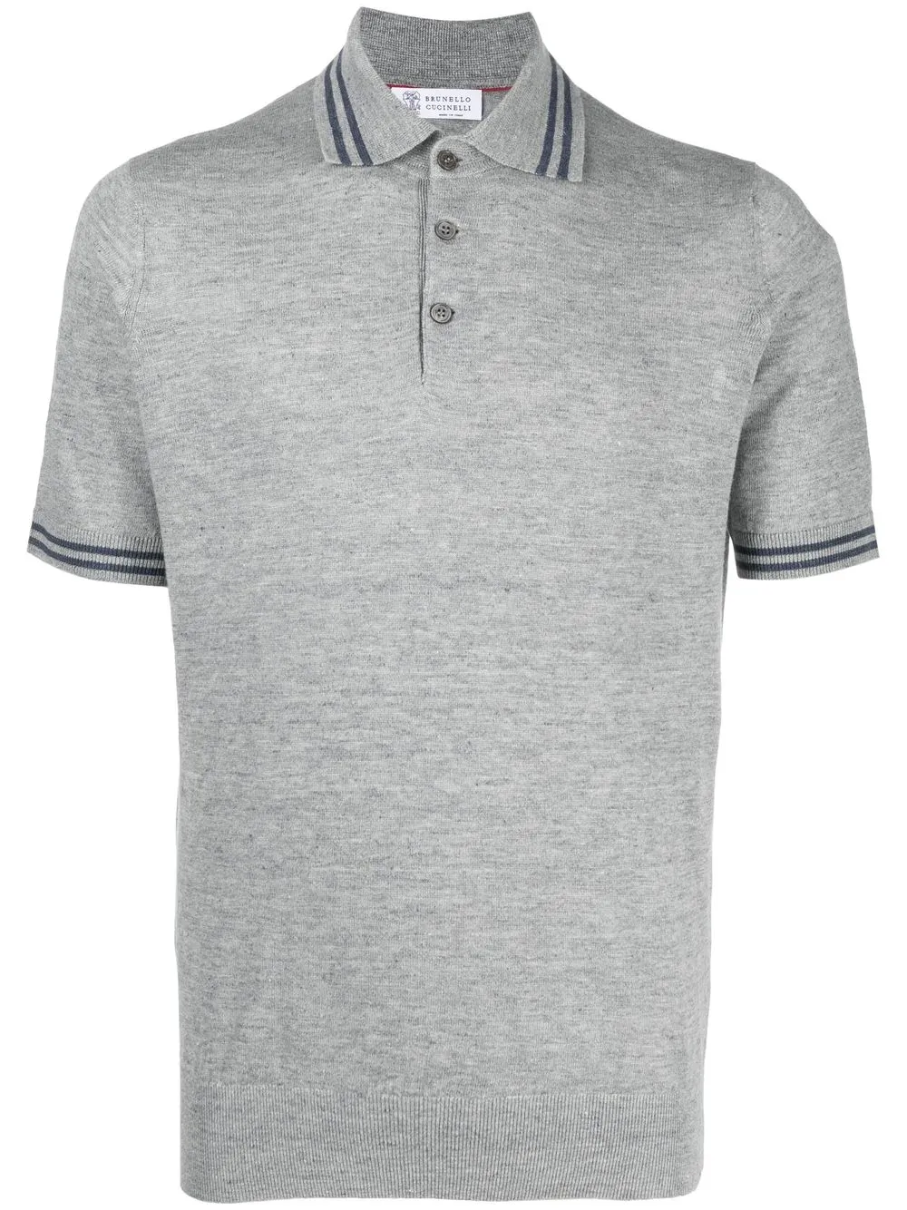 

Brunello Cucinelli playera tipo polo con ribete de rayas - Gris