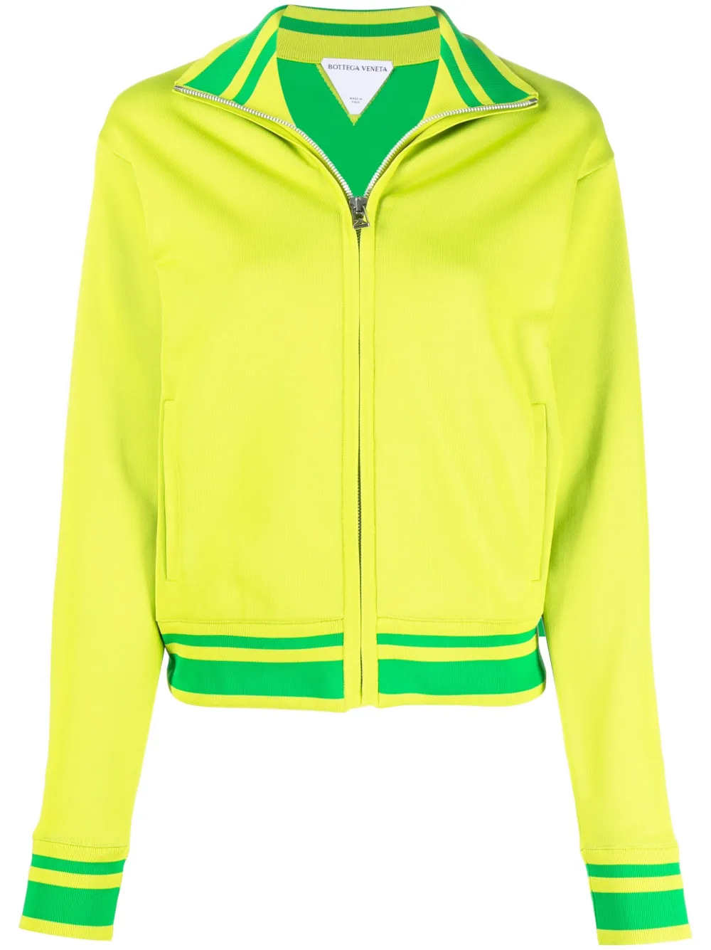 Bottega Funnelneck Stripetrimmed Stretchknit Jacket In