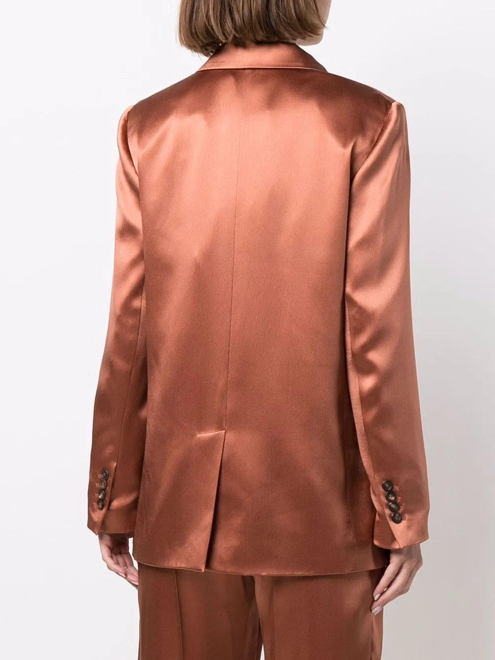 Brunello Cucinelli Double-breasted Silk Blazer In Orange