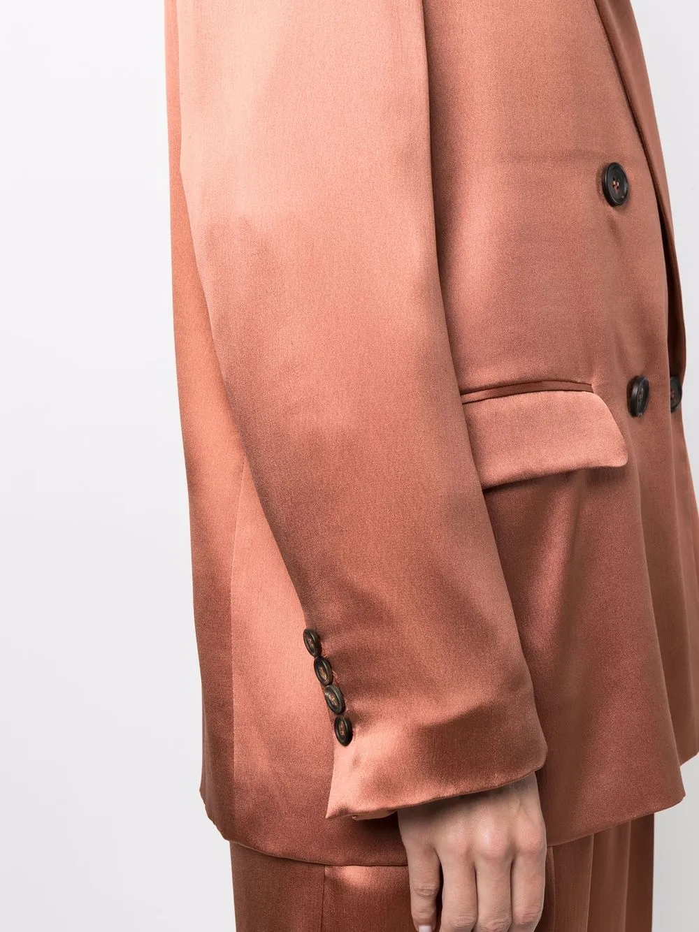 Brunello Cucinelli Double-breasted Silk Blazer In Orange
