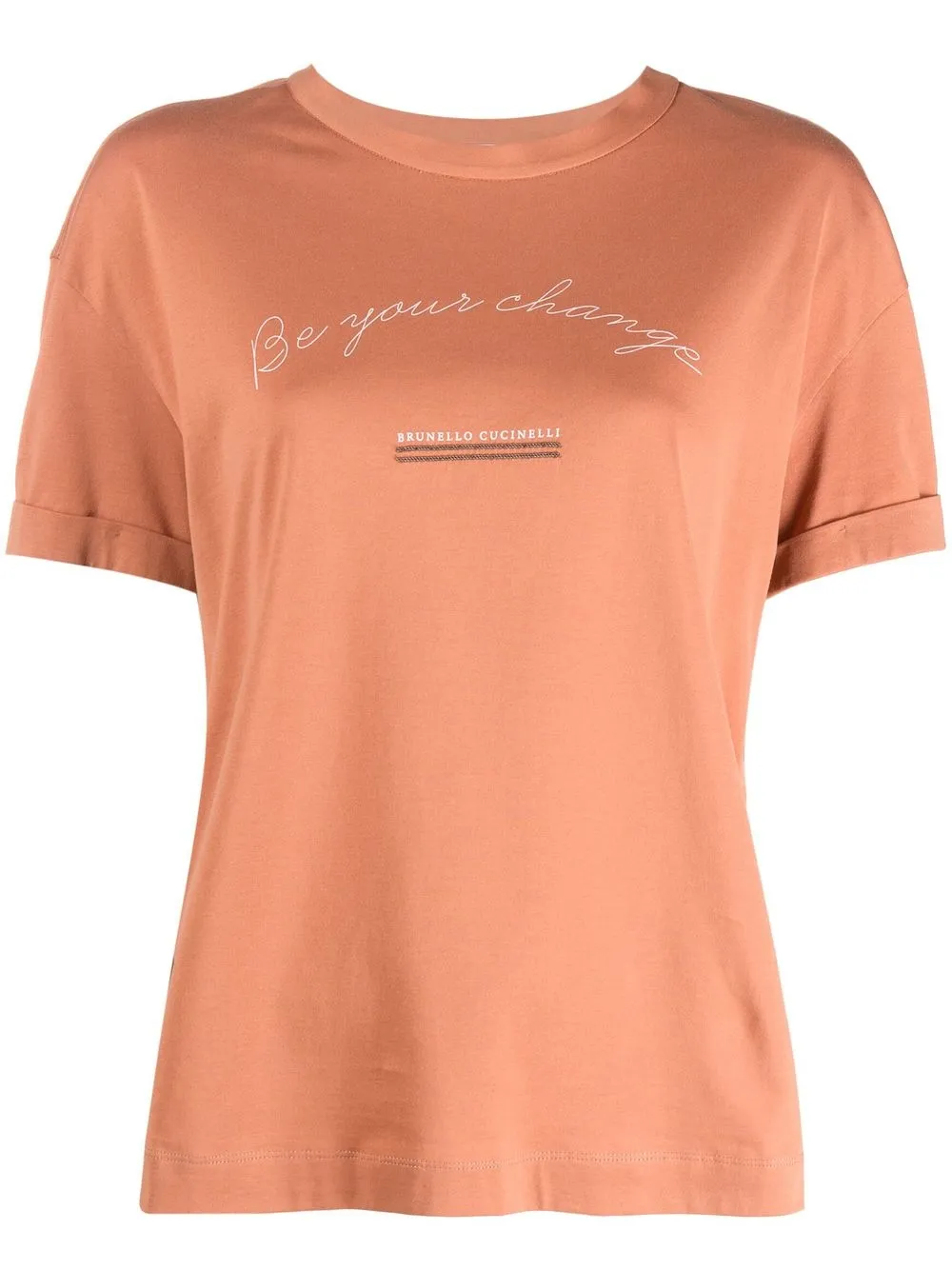 

Brunello Cucinelli playera con eslogan estampado - Naranja