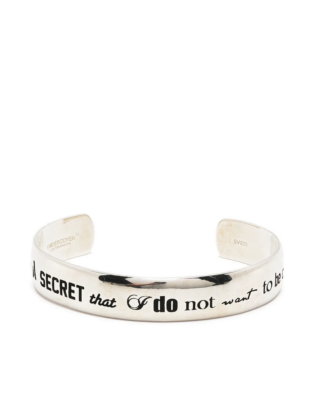 

Undercover slogan engraved cuff - Silver