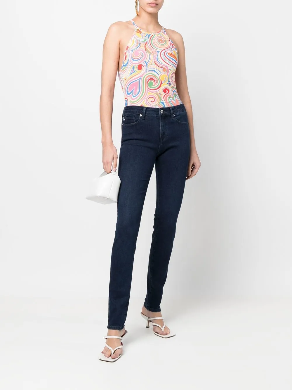 Love Moschino Top met hartprint Oranje