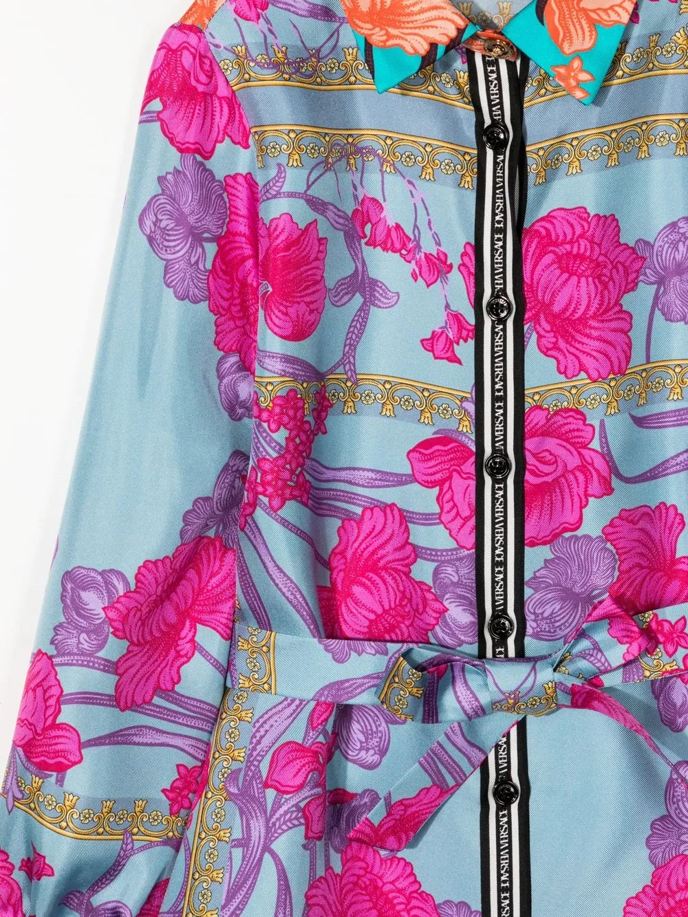 Versace Kids silk mix-print shirt-dress