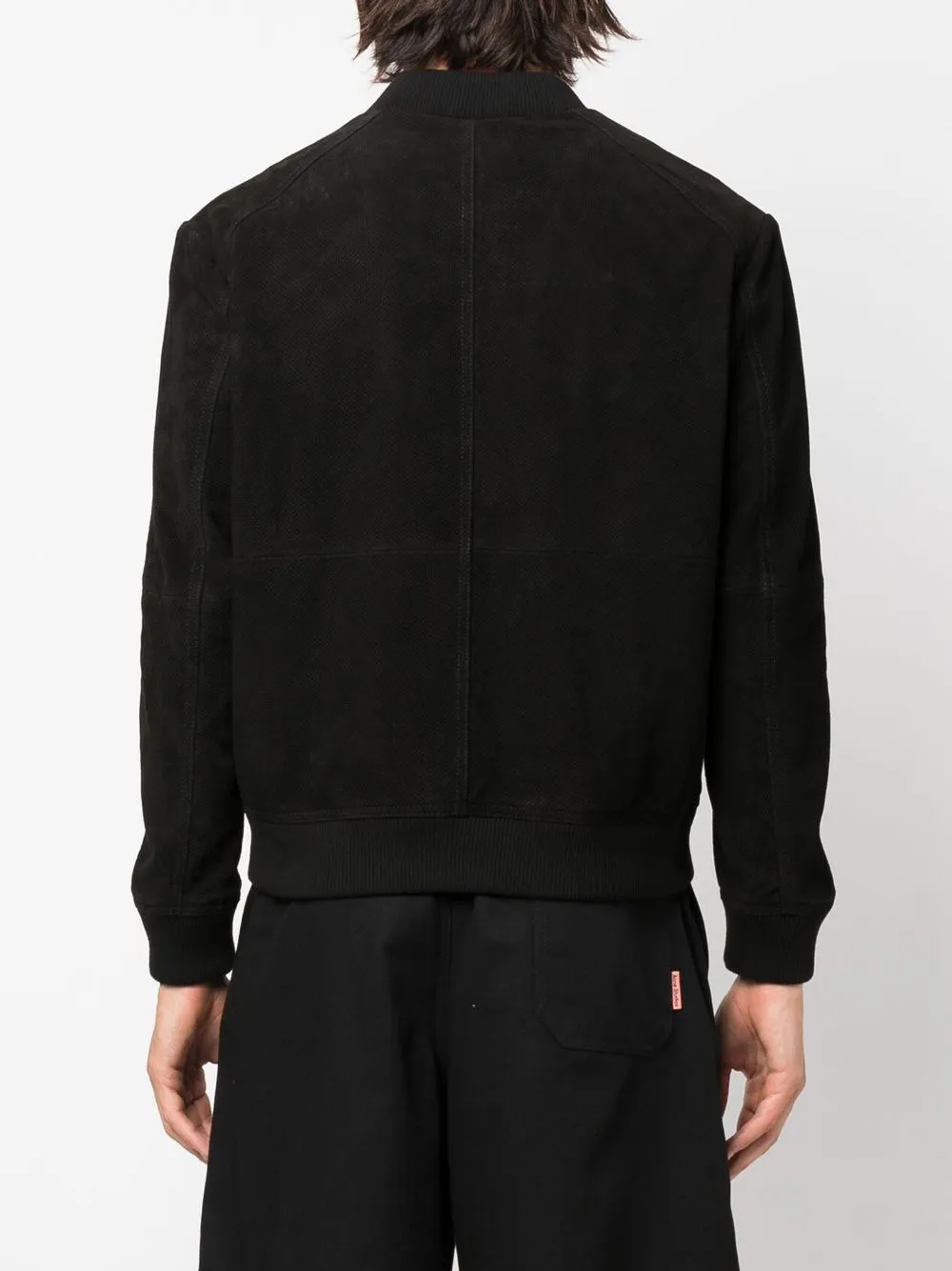 Hugo Zipup Leather Bomber Jacket In Black ModeSens