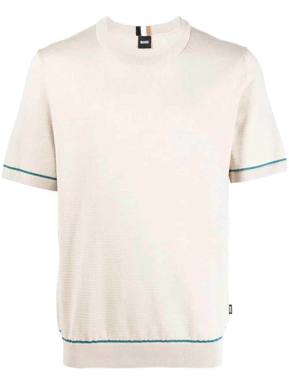 

BOSS striped-edge knitted top - Neutrals