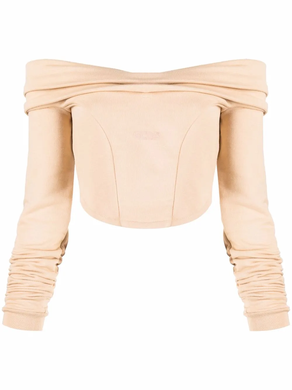 

Gcds Couture logo-print off-shoulder sweatshirt - Neutrals