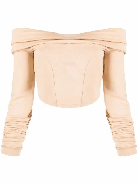 GCDS Couture logo-print off-shoulder sweatshirt