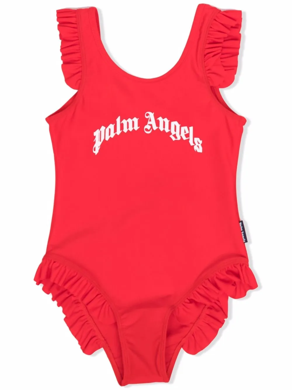 

Palm Angels Kids traje de baño con logo estampado y volantes - Rojo