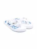 BOSS Kidswear logo print flip-flops - White