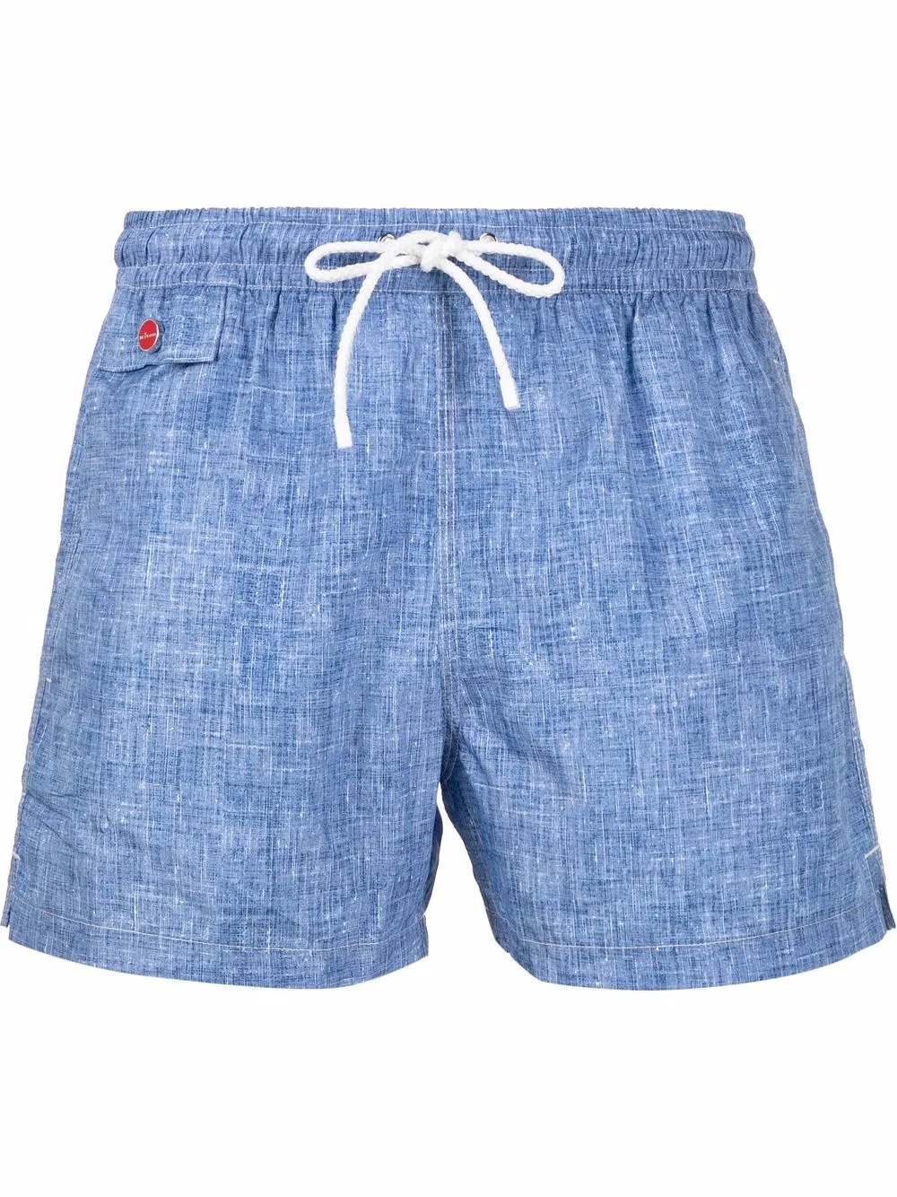 

Kiton logo-embroidered chambray swim shorts - Blue