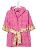 Versace Kids I Love Baroque hooded bathrobe - Pink